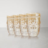 Amber Flower Embossed Drinking Glasses