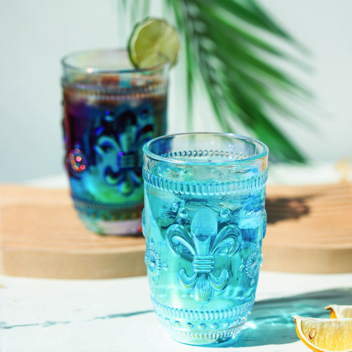 Iridescent Flower Embossed Drinking Glasses