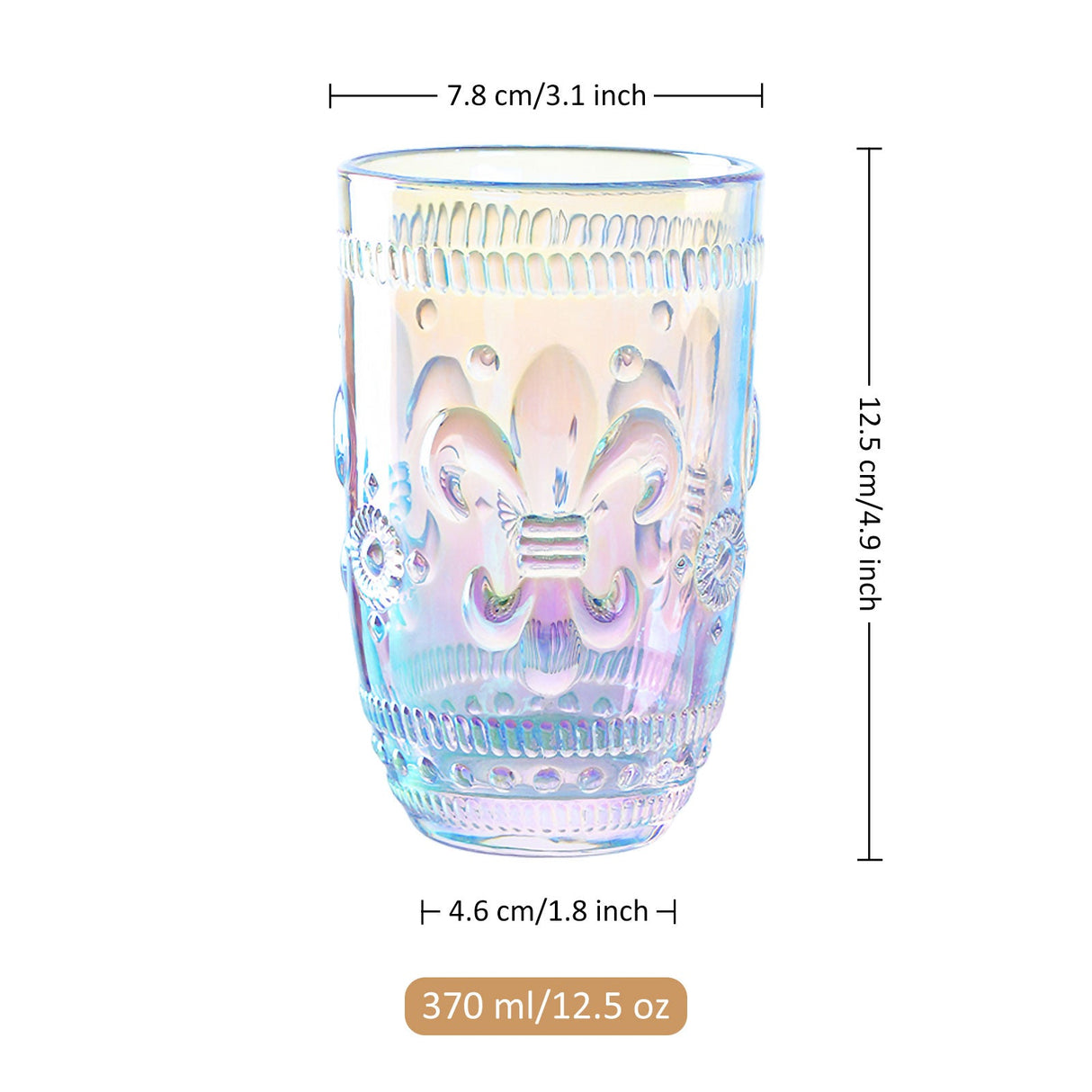 Iridescent Flower Embossed Drinking Glasses