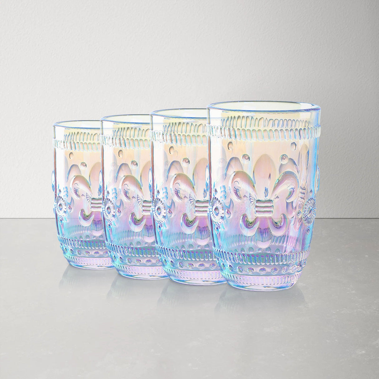 Iridescent Flower Embossed Drinking Glasses