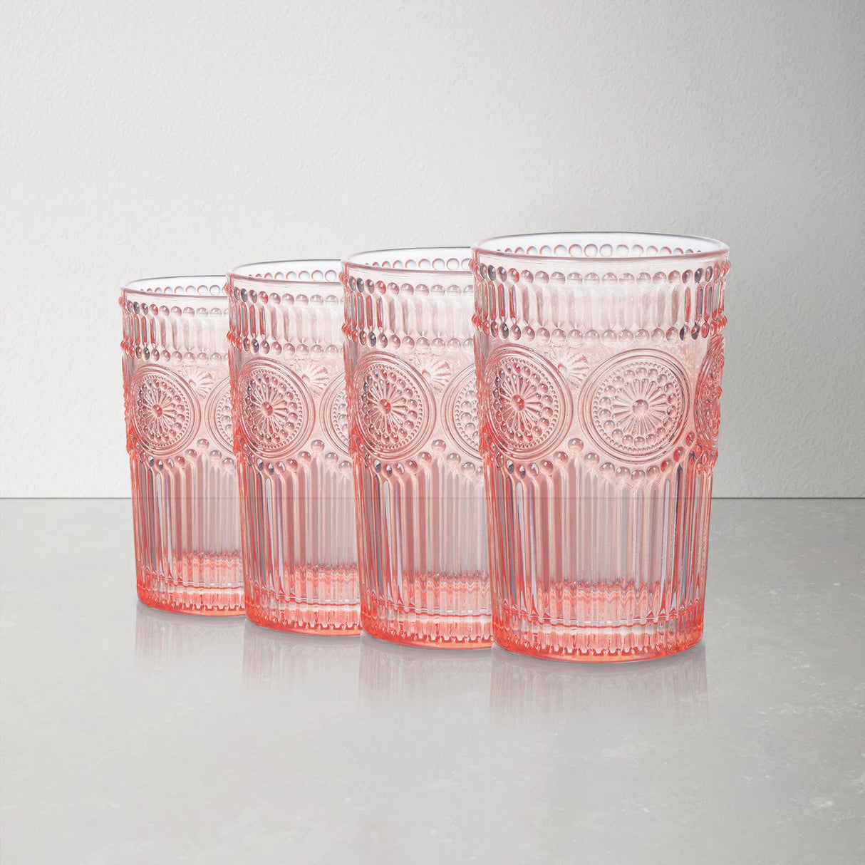 Pink Retro Relief Drinking Glasses