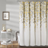 Feblilac Yellow Flowers and Vines Cream Ground Shower Curtain with Hooks, Bloom Floral Bathroom Curtains with Ring, Unique Bathroom décor, Boho Shower Curtain, Customized Bathroom Curtains, Extra Long Shower Curtain