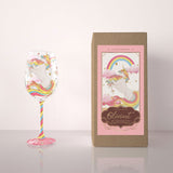 Hand-painted Unicorn Rainbow Wine Glass
