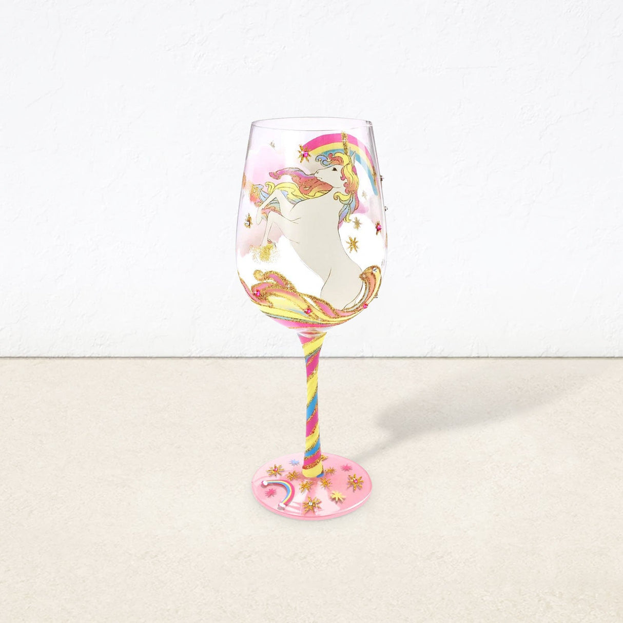 Hand-painted Unicorn Rainbow Wine Glass