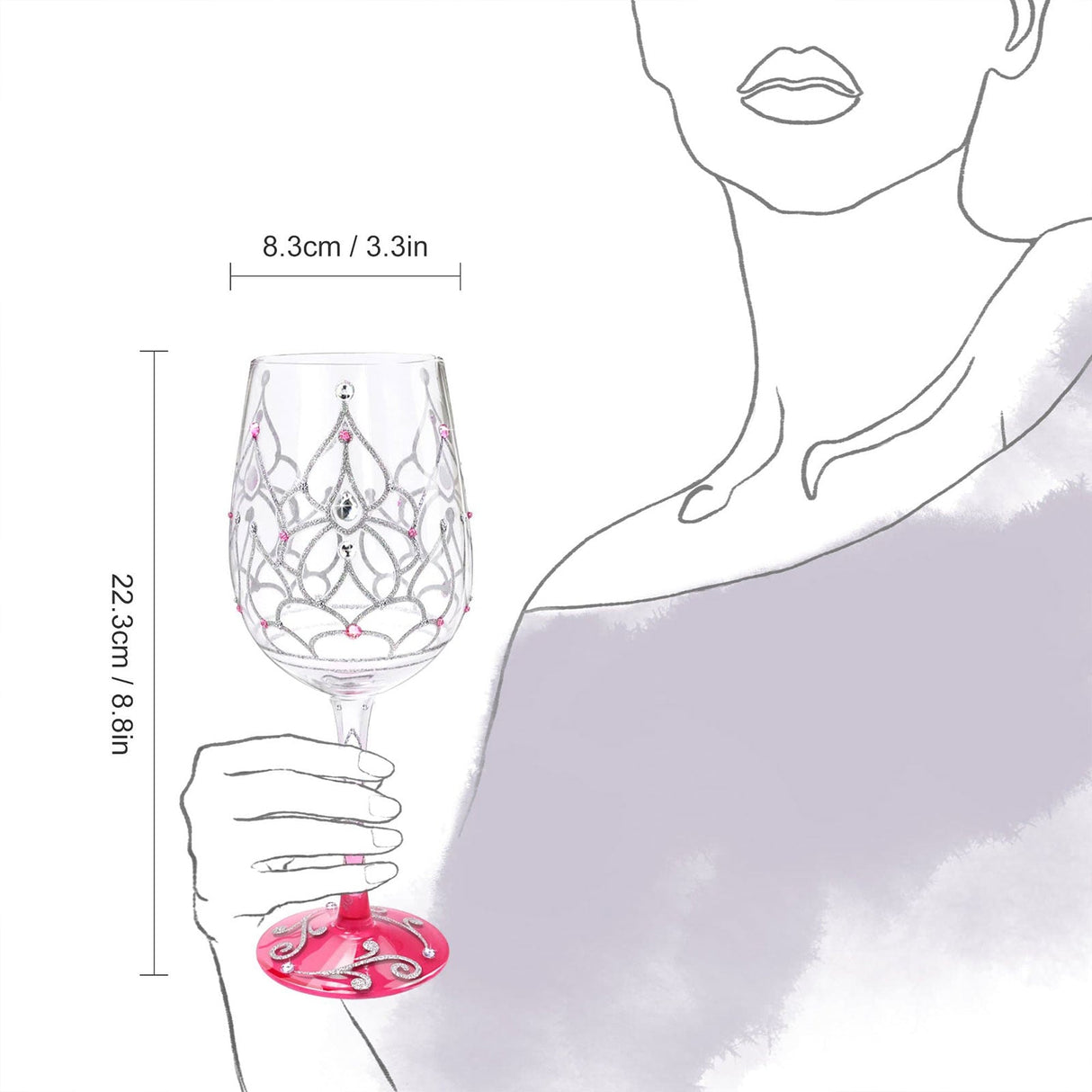 Hand-painted Princess Crown Wine Glass