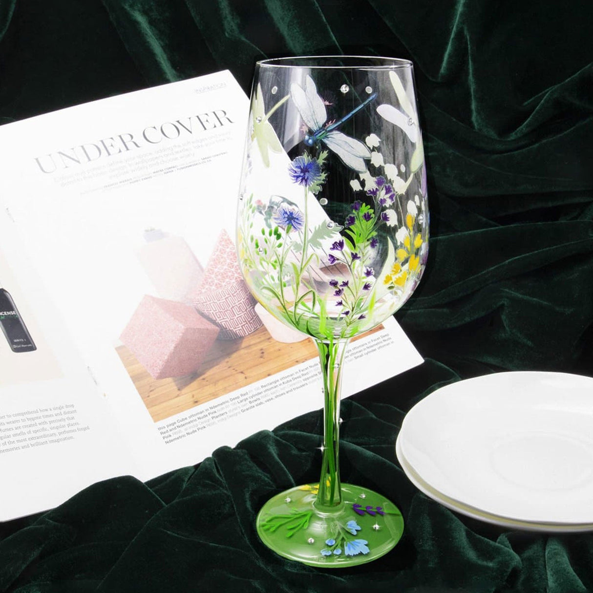 Hand-painted Flowers Wine Glass