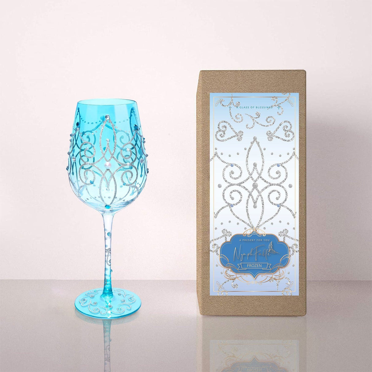 Hand-painted Blue Crown Wine Glass