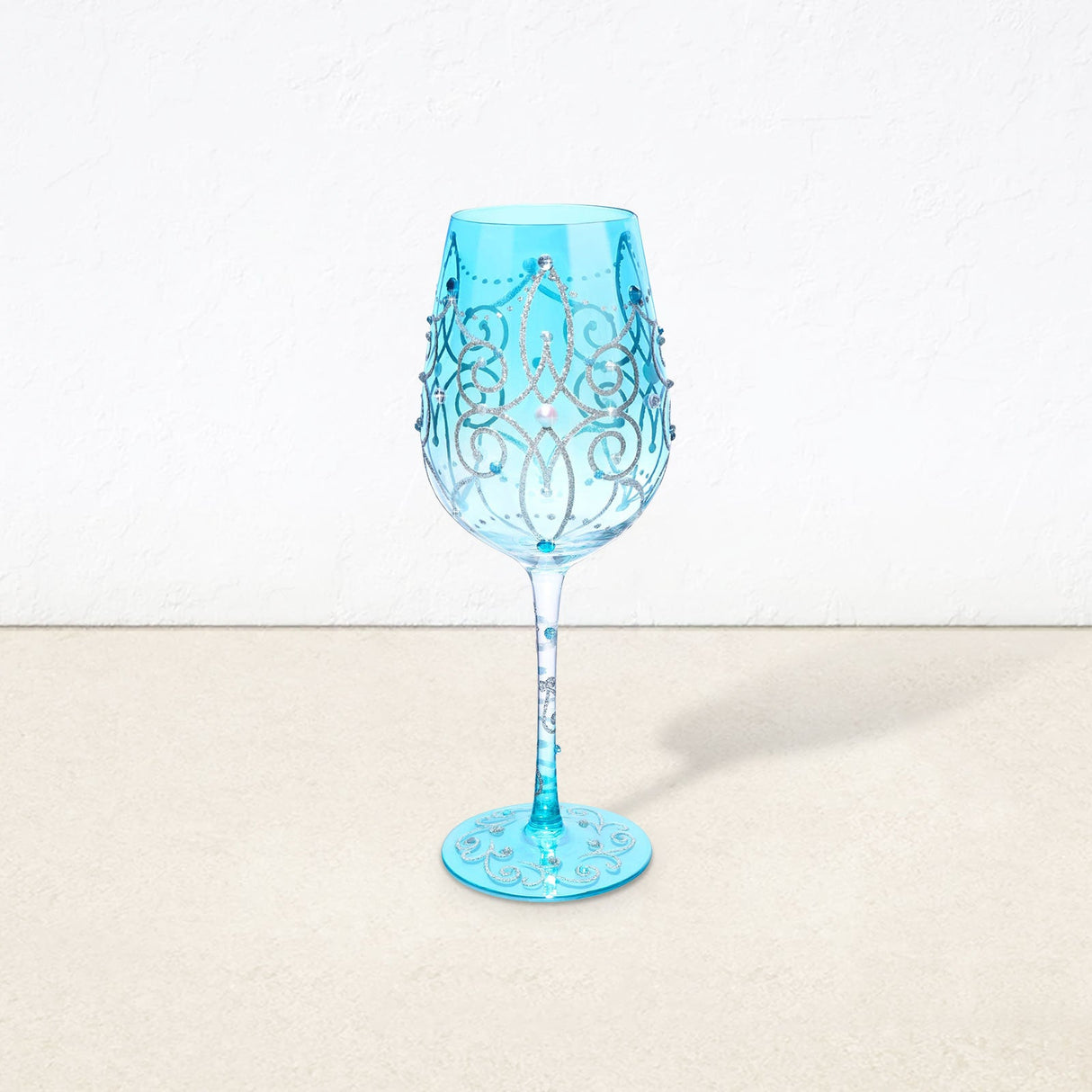 Hand-painted Blue Crown Wine Glass