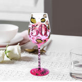 Hand-painted Pink Leopard Wine Glass