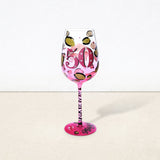 Hand-painted Pink Leopard Wine Glass