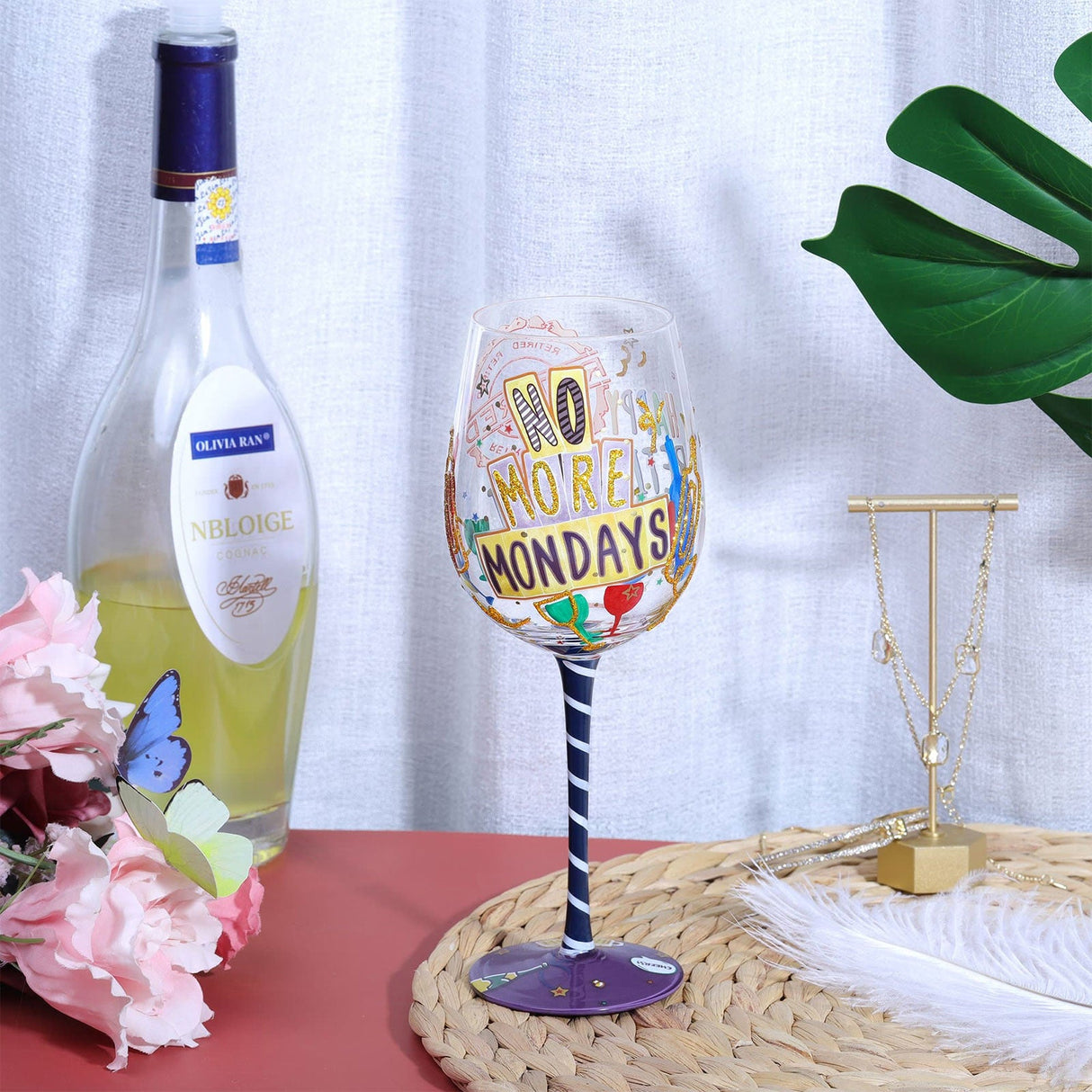 Hand-painted Retired Life Wine Glass