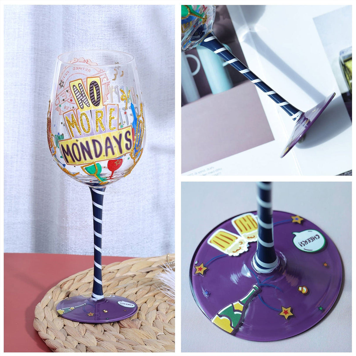 Hand-painted Retired Life Wine Glass
