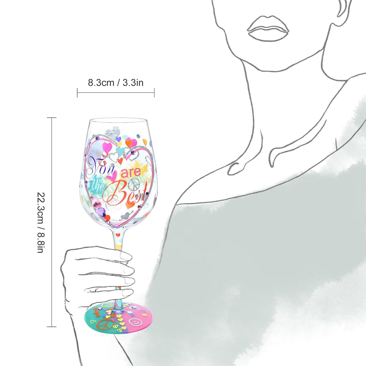 Hand-painted Inspirational Wine Glass