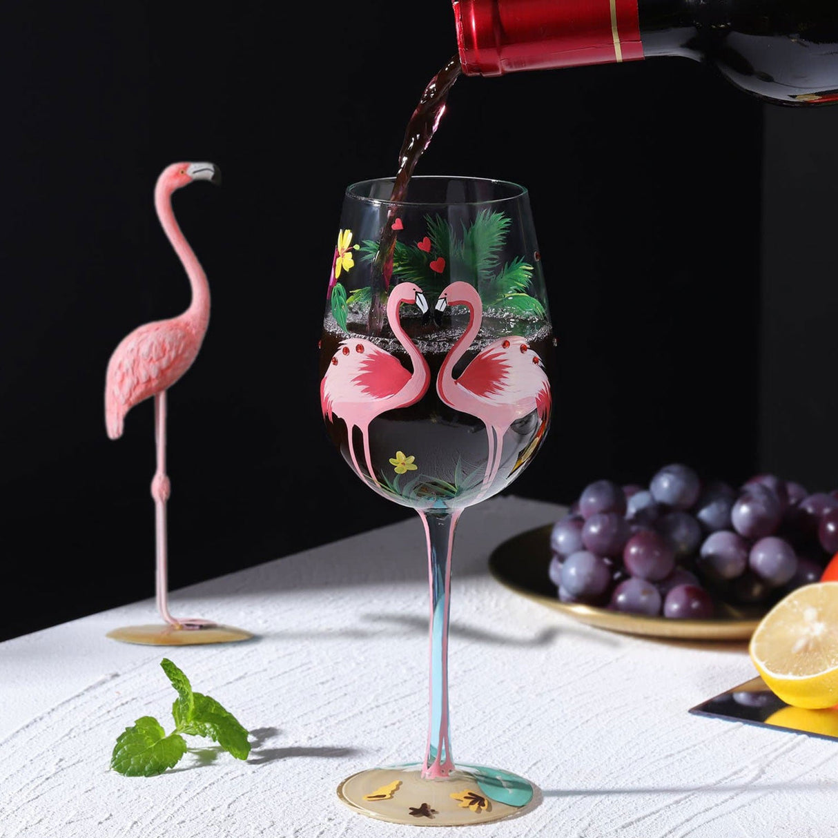 Hand-painted Flamingo Wine Glass