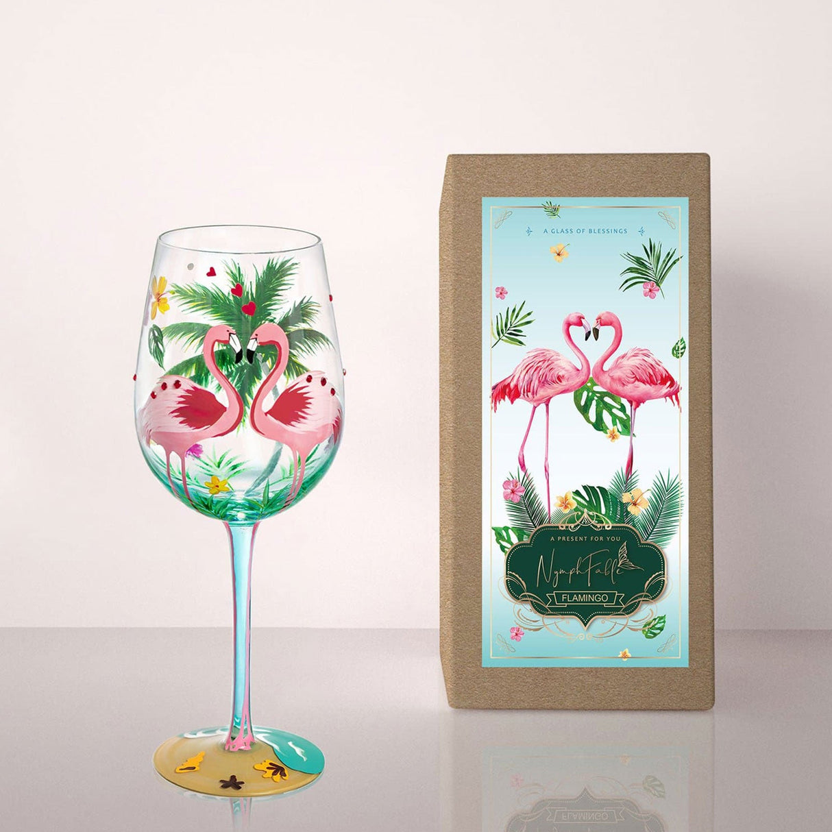 Hand-painted Flamingo Wine Glass