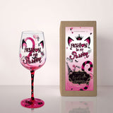 Hand-painted Cat Tail Wine Glass