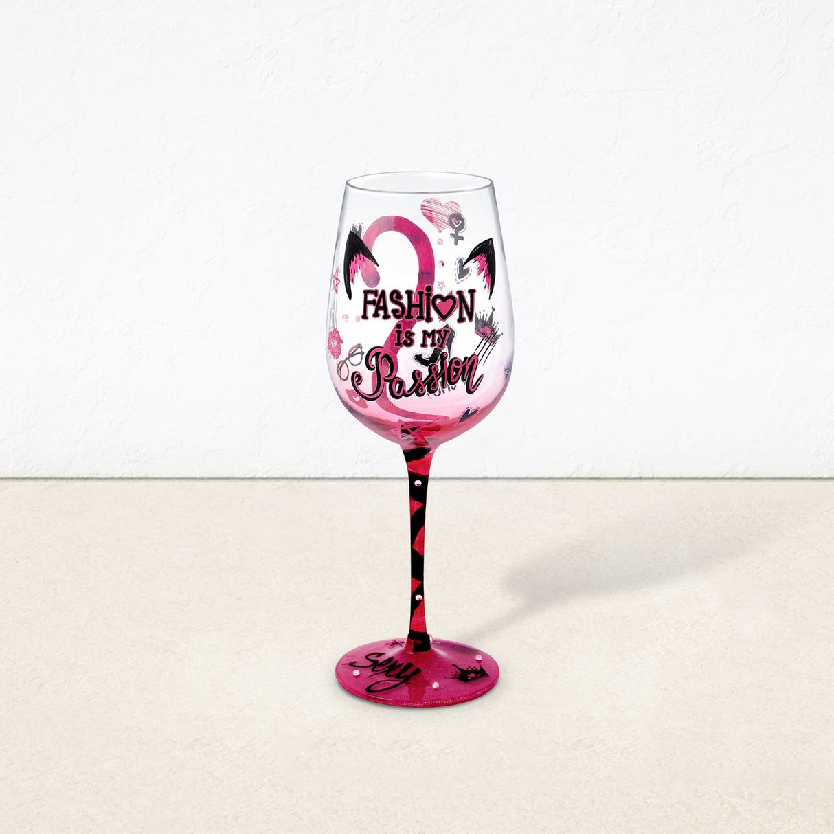Hand-painted Cat Tail Wine Glass