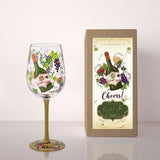 Hand-painted Grape Vine Wine Glass