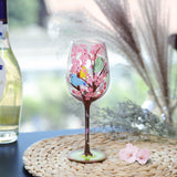 Hand-painted Cherry Blossom Wine Glass