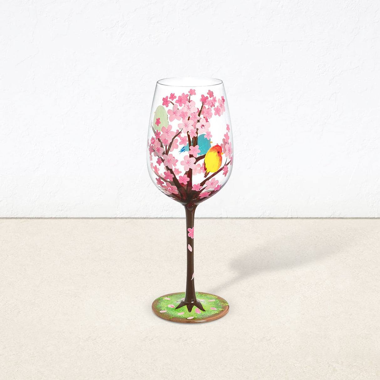 Hand-painted Cherry Blossom Wine Glass