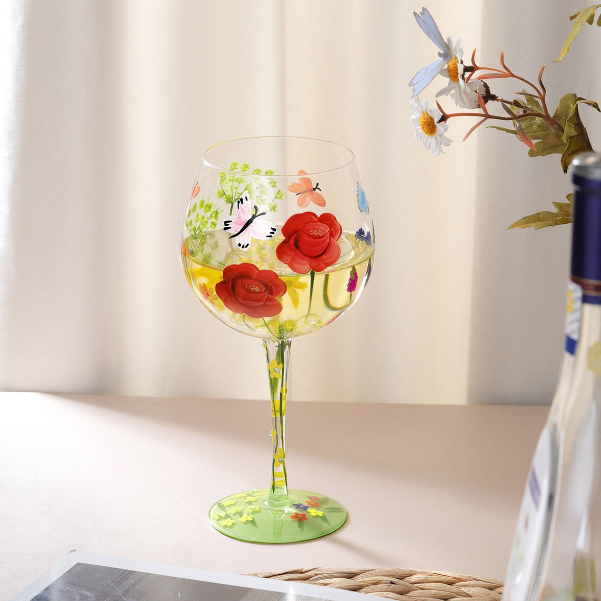 Hand-painted Flowers Balloon Glasses