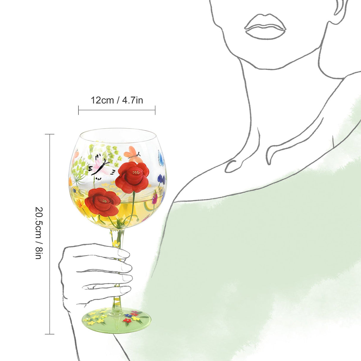 Hand-painted Flowers Balloon Glasses