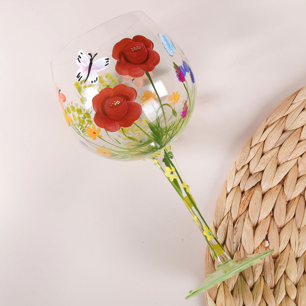 Hand-painted Flowers Balloon Glasses