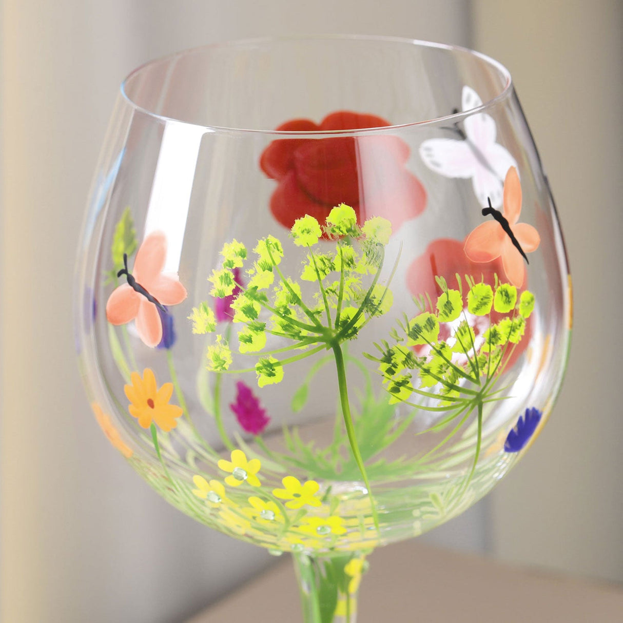 Hand-painted Flowers Balloon Glasses