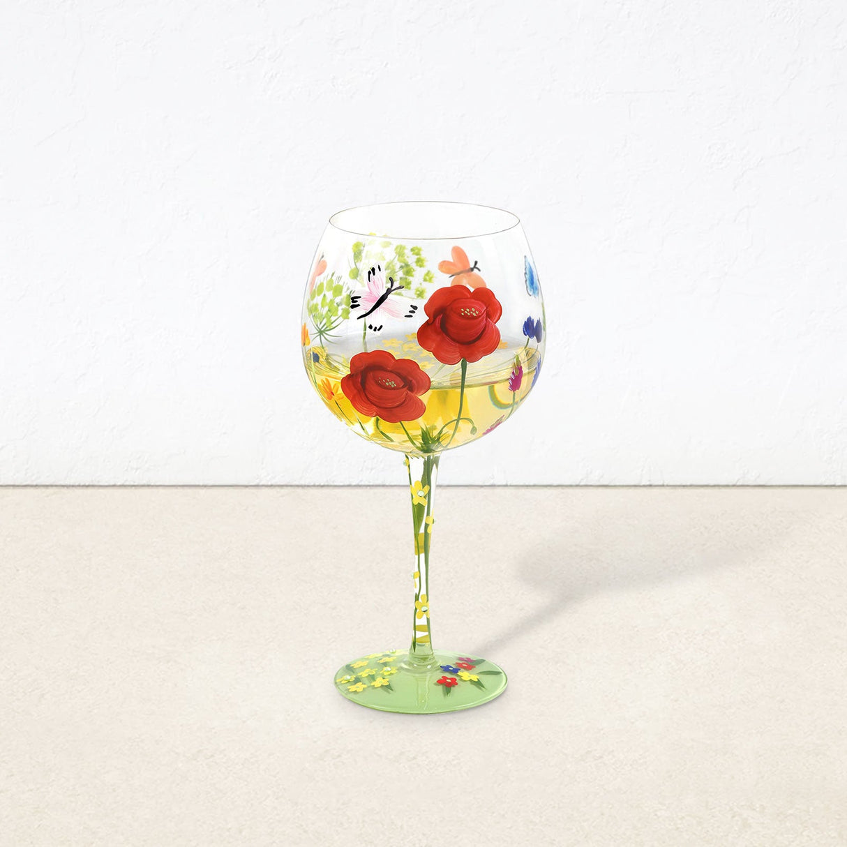 Hand-painted Flowers Balloon Glasses