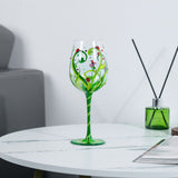 Hand-painted Vine Ladybug Wine Glass