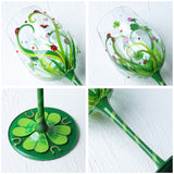 Hand-painted Vine Ladybug Wine Glass