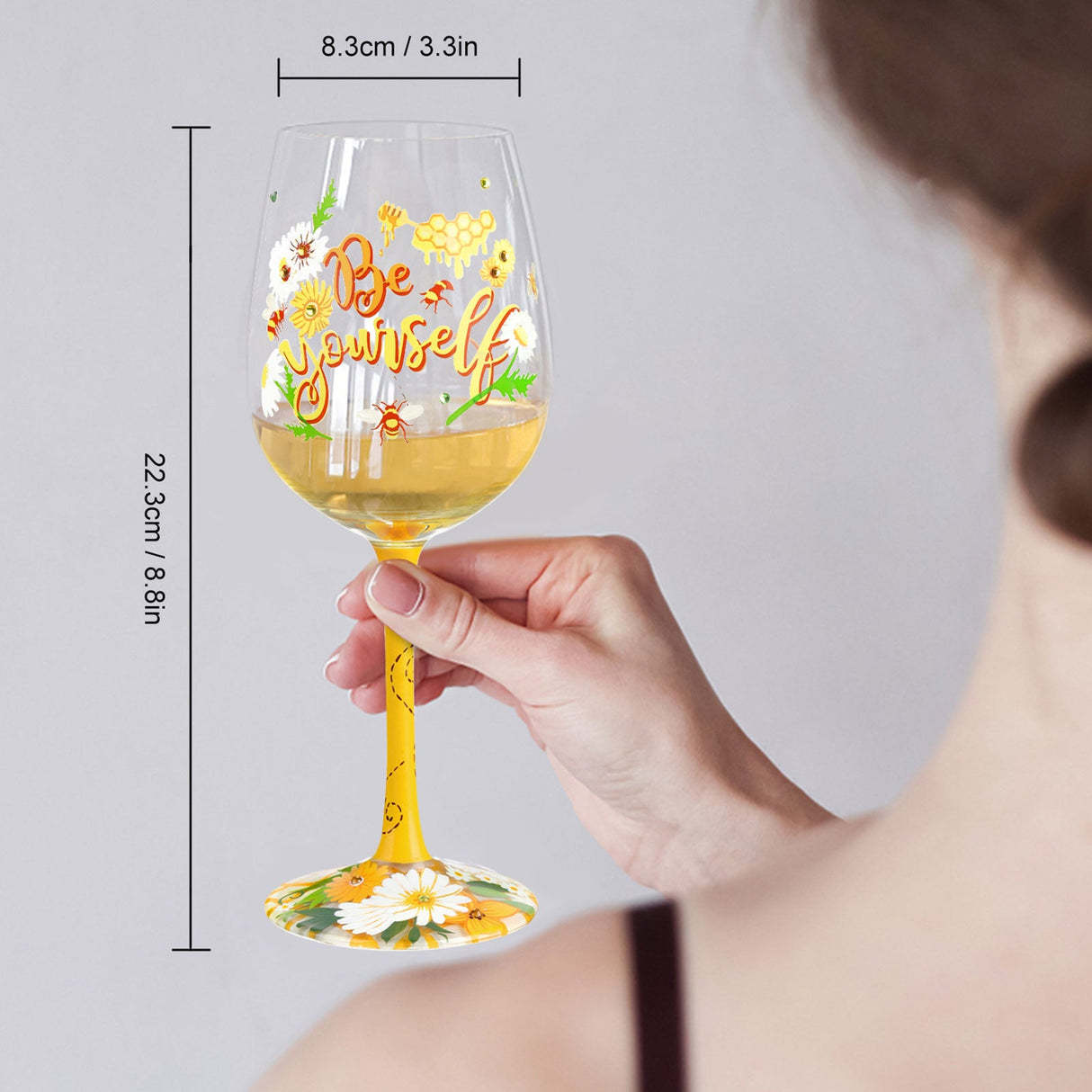 Hand-painted Bee Wine Glasses