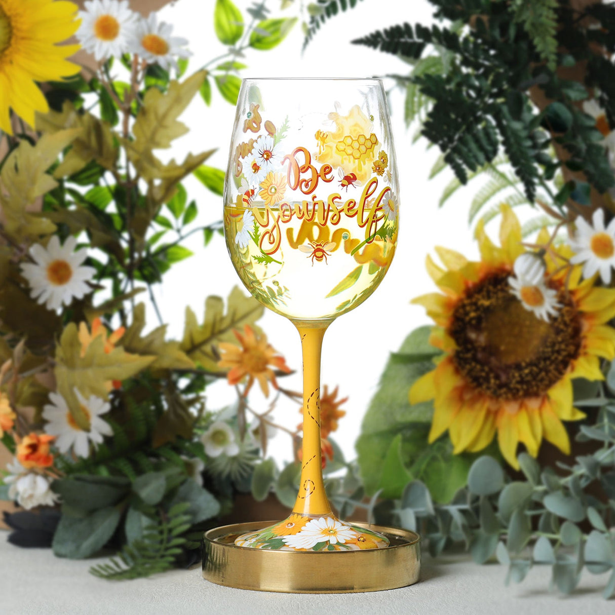 Hand-painted Bee Wine Glasses