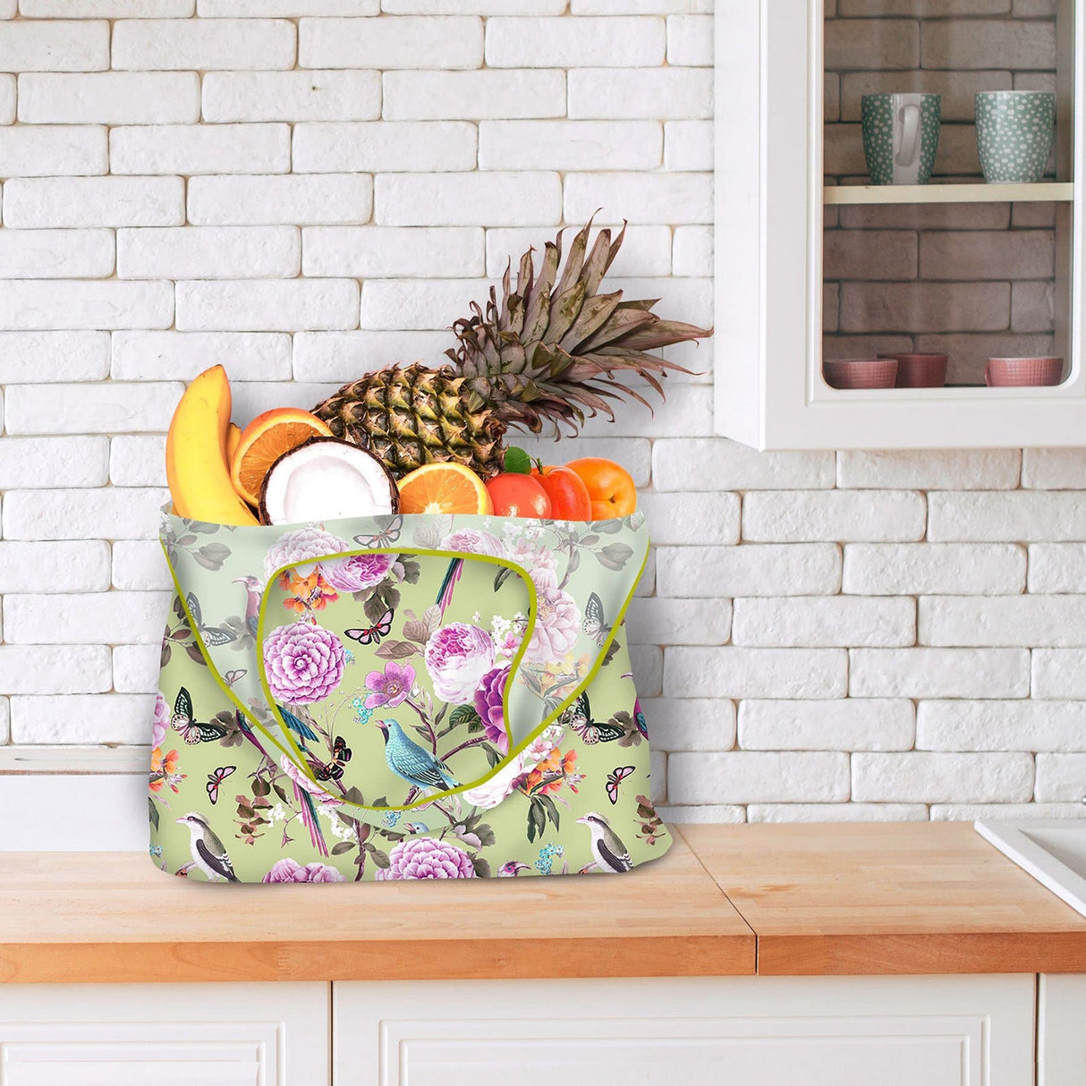 Peony Bird Grocery Bags