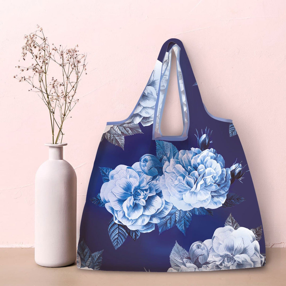 Blue Peony Grocery Bags