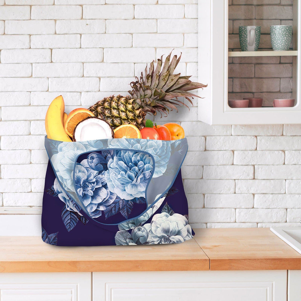 Blue Peony Grocery Bags