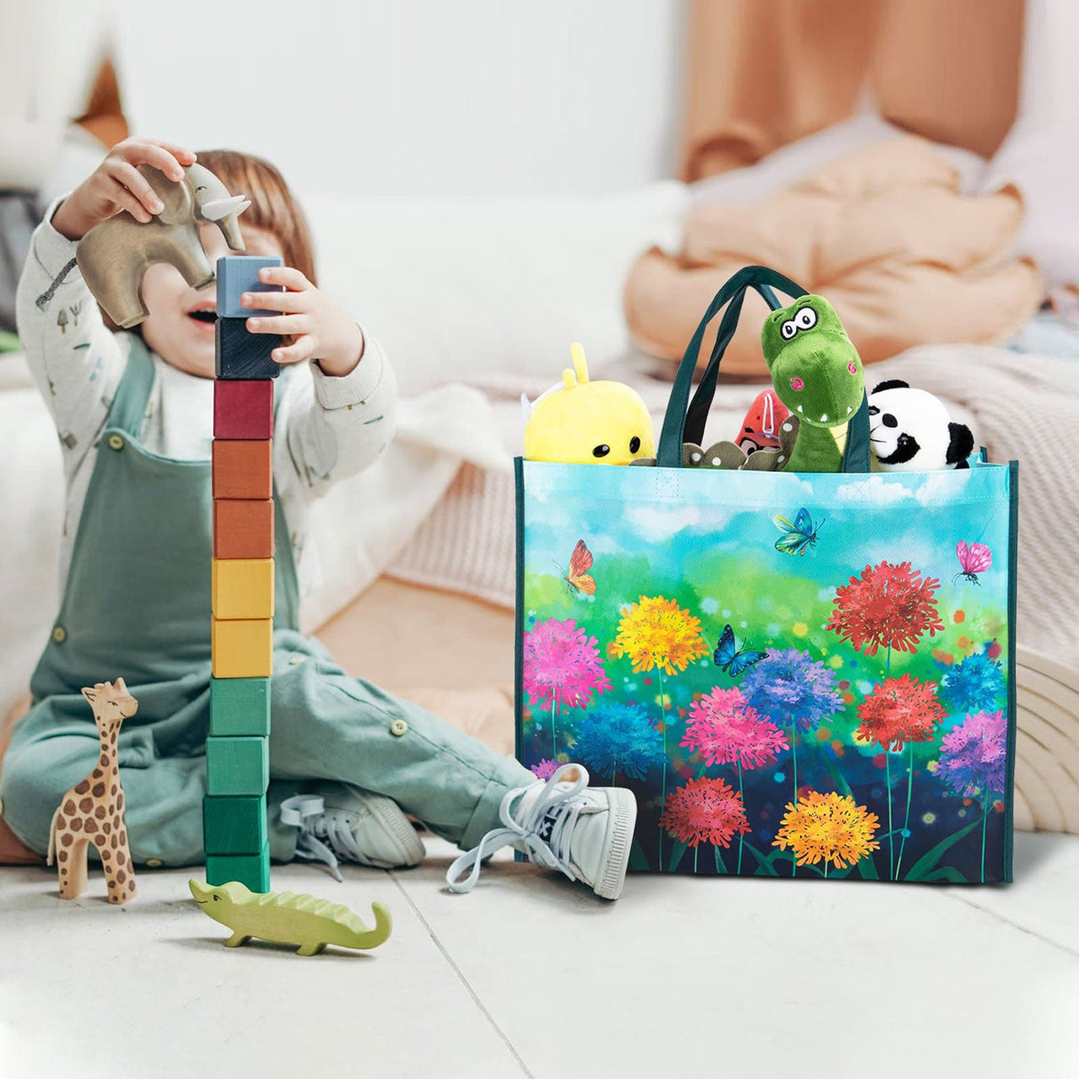 Colorful Flowers Grocery Bags