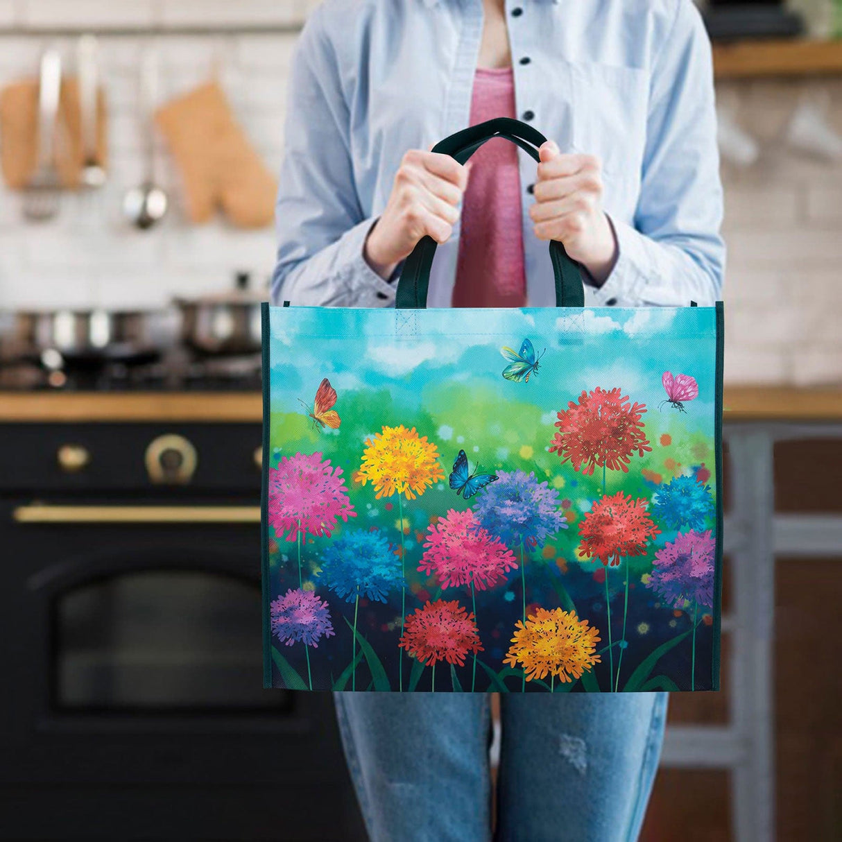 Colorful Flowers Grocery Bags