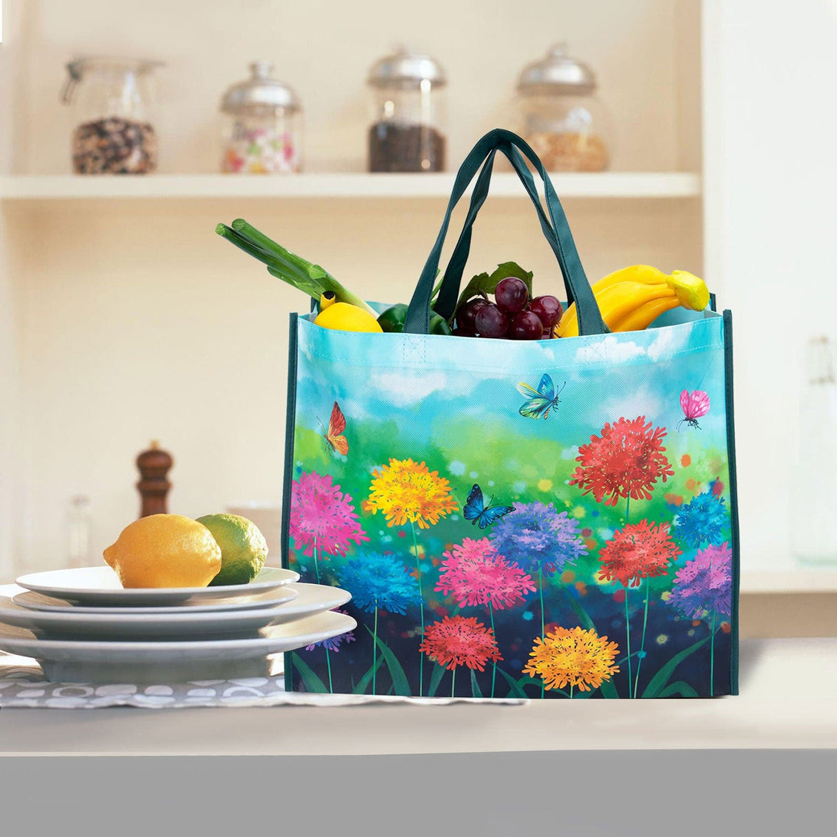 Colorful Flowers Grocery Bags