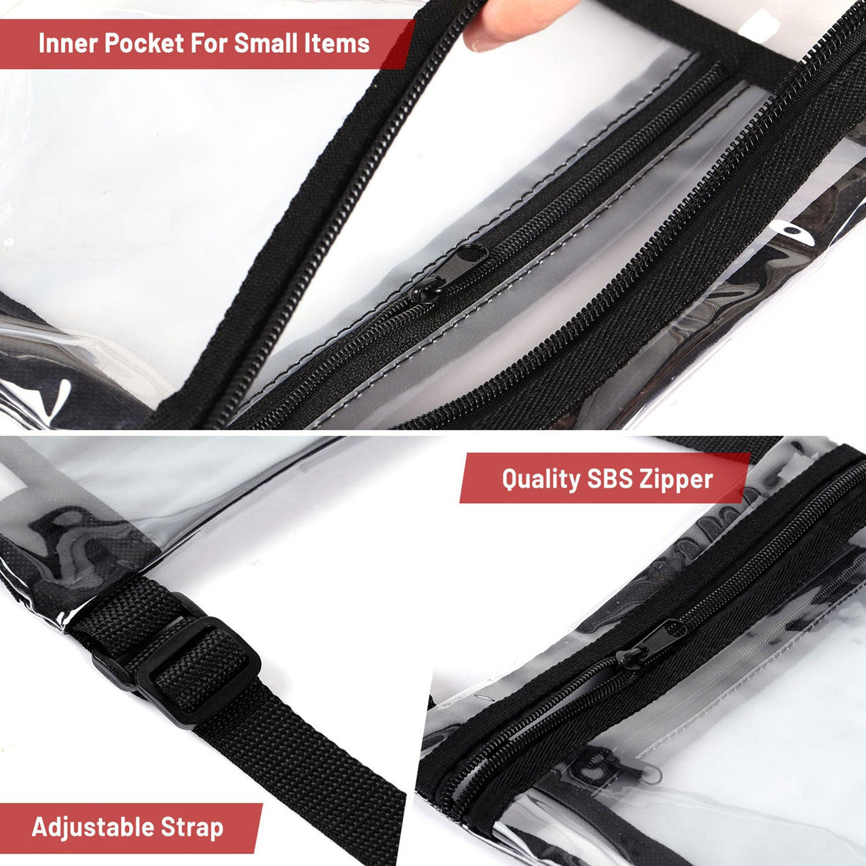 Clear Crossbody Bag with Inside Pocket