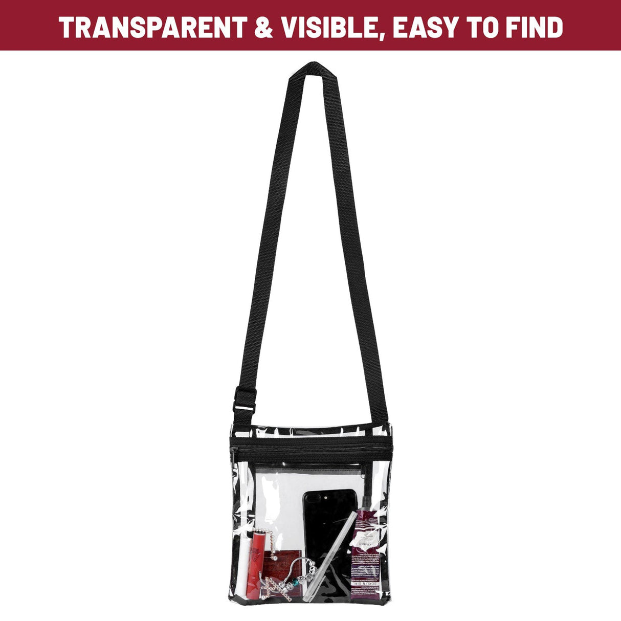 Clear Crossbody Bag with Inside Pocket