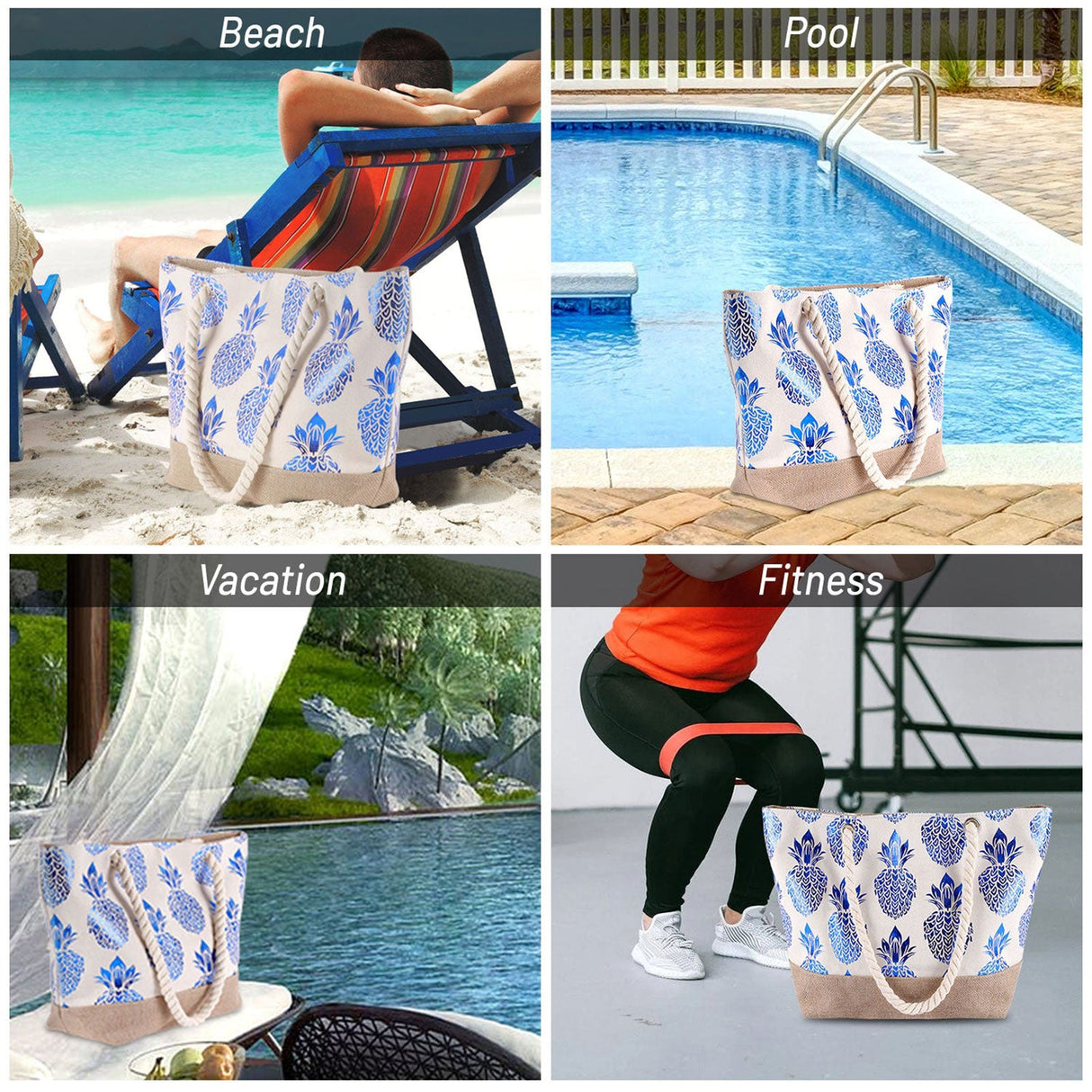 Blue Pineapple Tote Bags