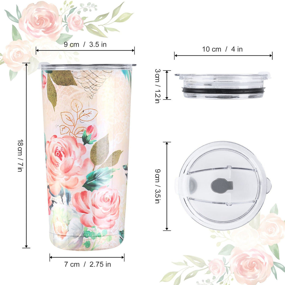 Pink Flower Insulated Tumbler
