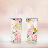 Pink Flower Insulated Tumbler