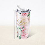 Pink Flower Insulated Tumbler