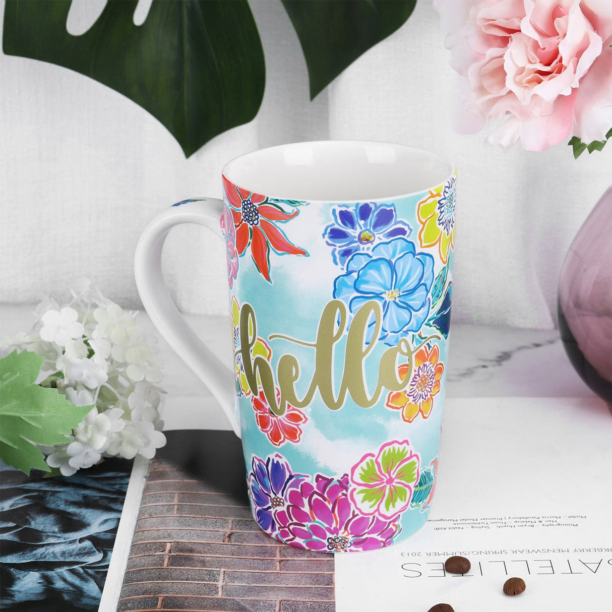 Giraffe Flowers Ceramic Coffee Mug