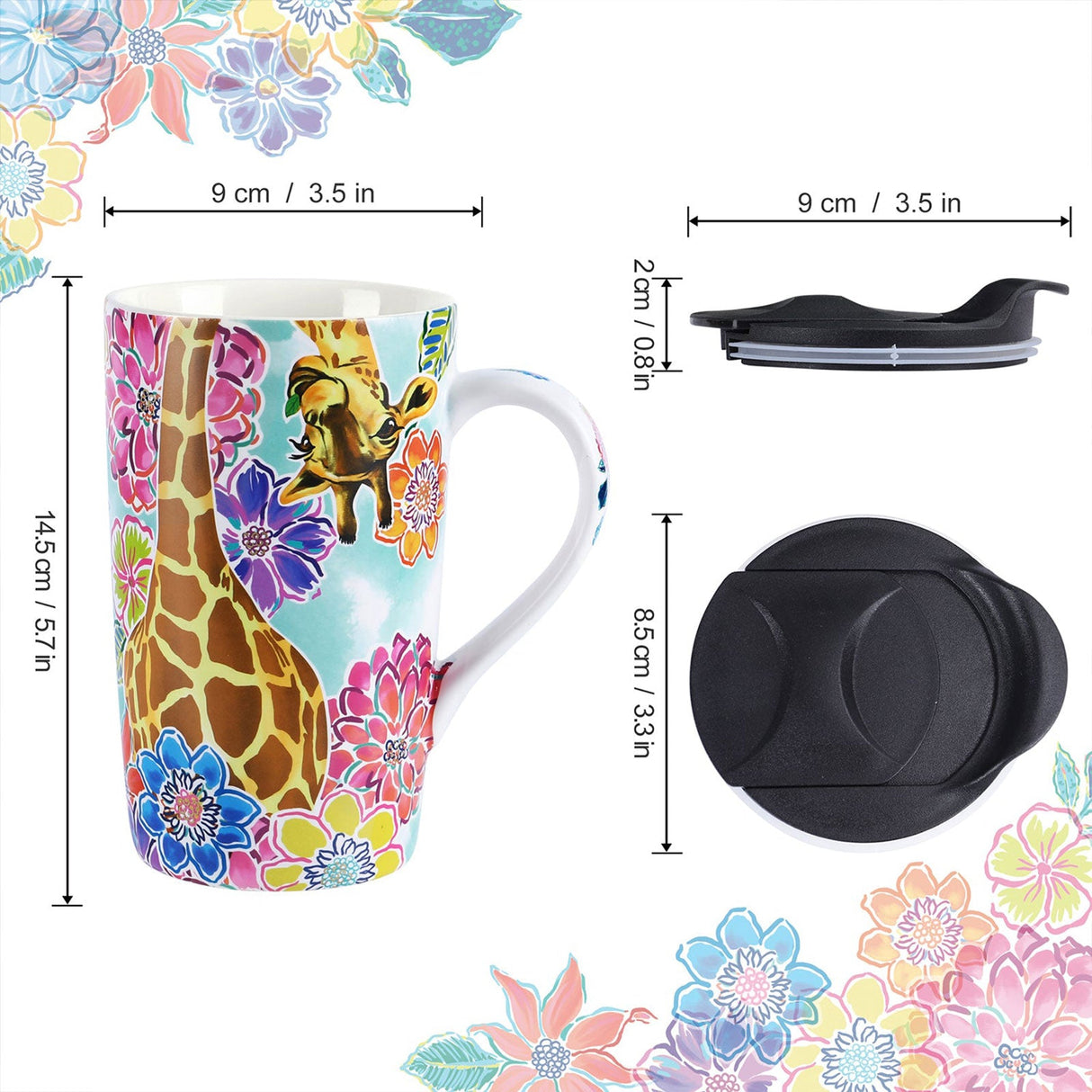 Giraffe Flowers Ceramic Coffee Mug