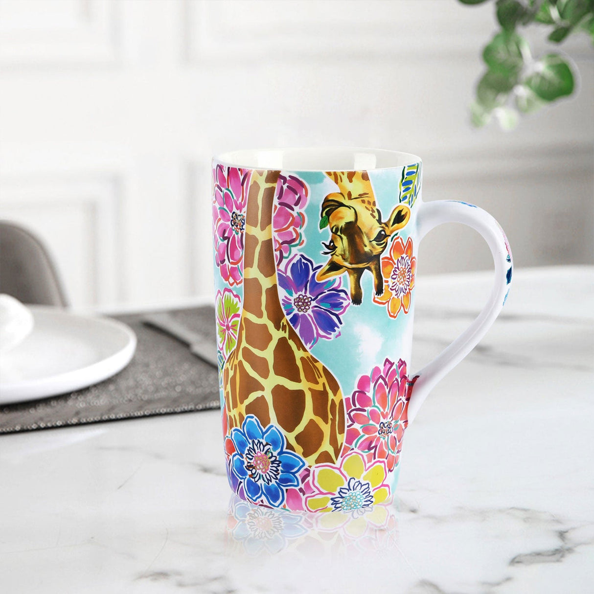 Giraffe Flowers Ceramic Coffee Mug