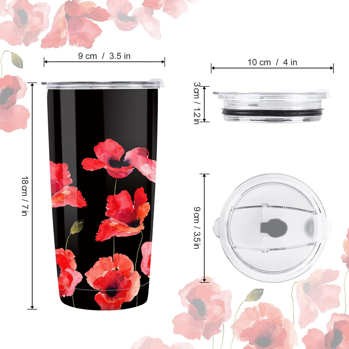 Poppy Flower Insulated Tumbler
