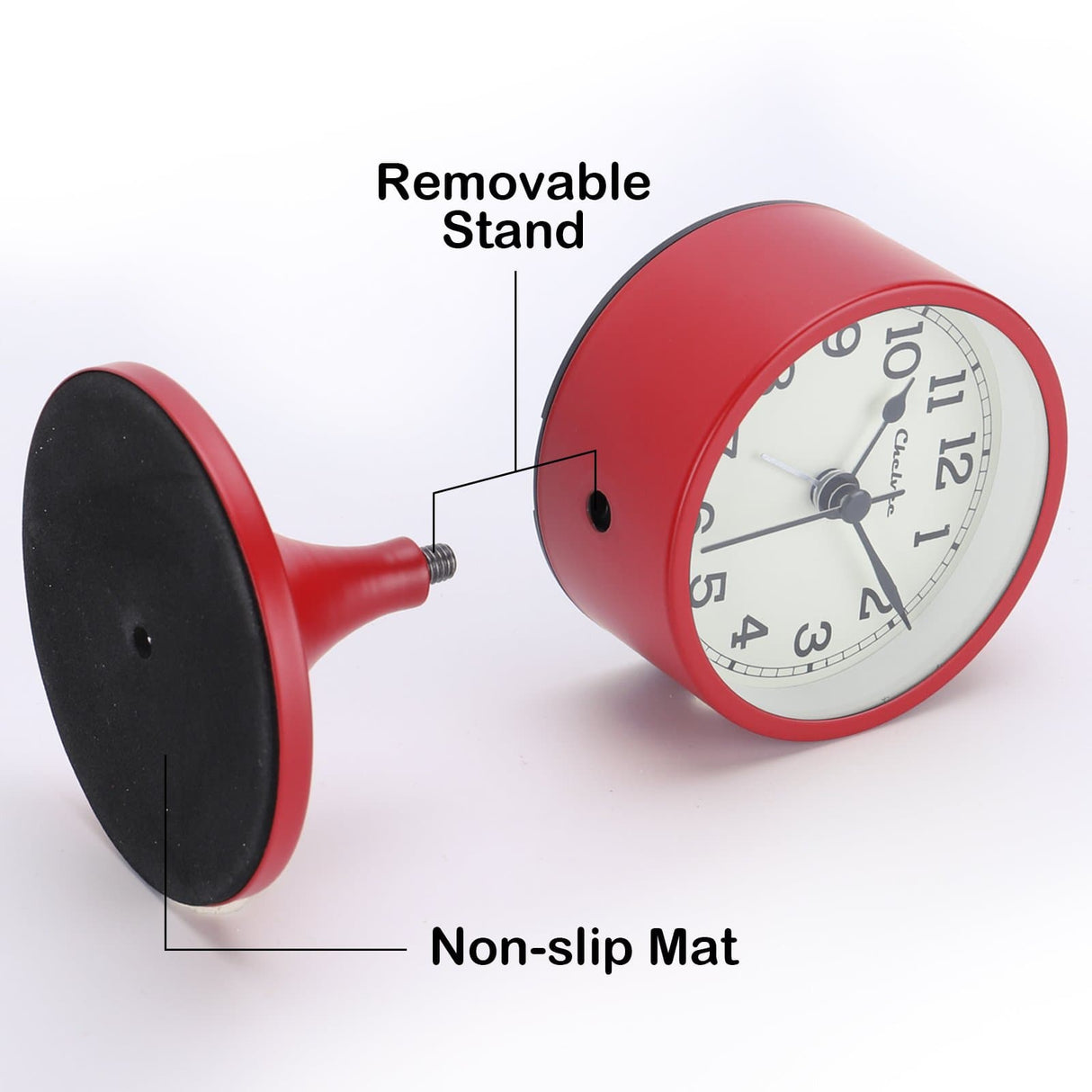 Metal Alarm Clock with Removable Stand